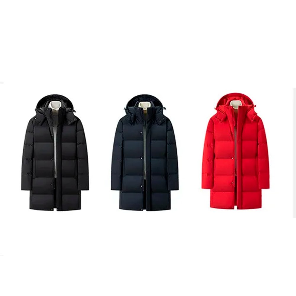 Custom Logo casual men long winter white duck down jacket puffer jacket with Detachable hat