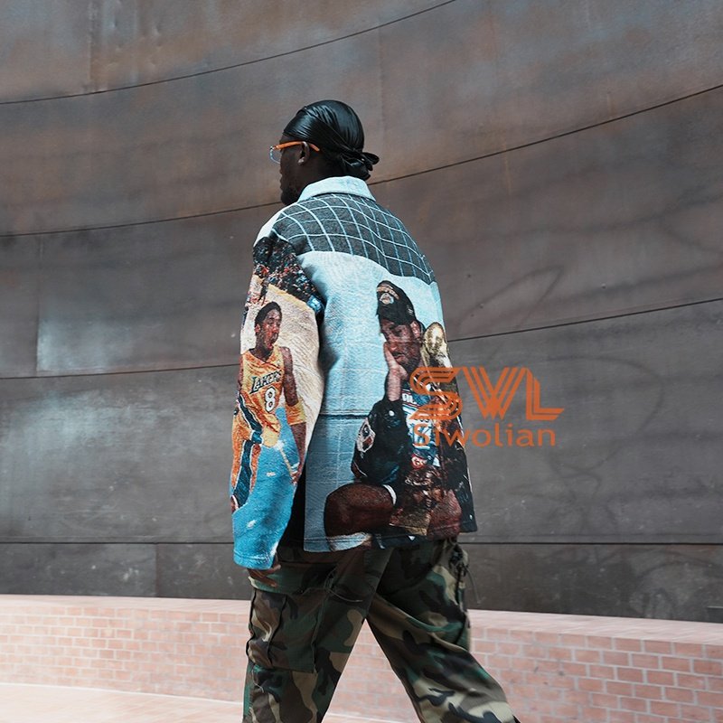 Fast Ship Wholesale Men's Tapestry Jackets Woven Tapestries Jacquard blanket Fabric Cloth Plus Size Wind Coat Jacket