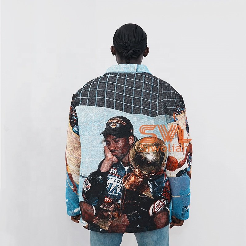 Fast Ship Wholesale Men's Tapestry Jackets Woven Tapestries Jacquard blanket Fabric Cloth Plus Size Wind Coat Jacket