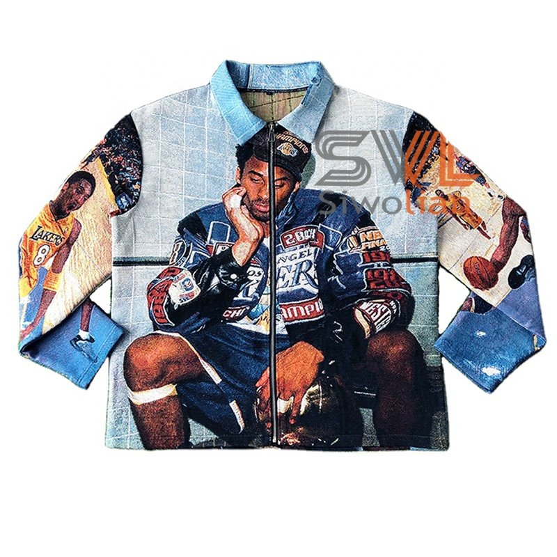 Fast Ship Wholesale Men's Tapestry Jackets Woven Tapestries Jacquard blanket Fabric Cloth Plus Size Wind Coat Jacket