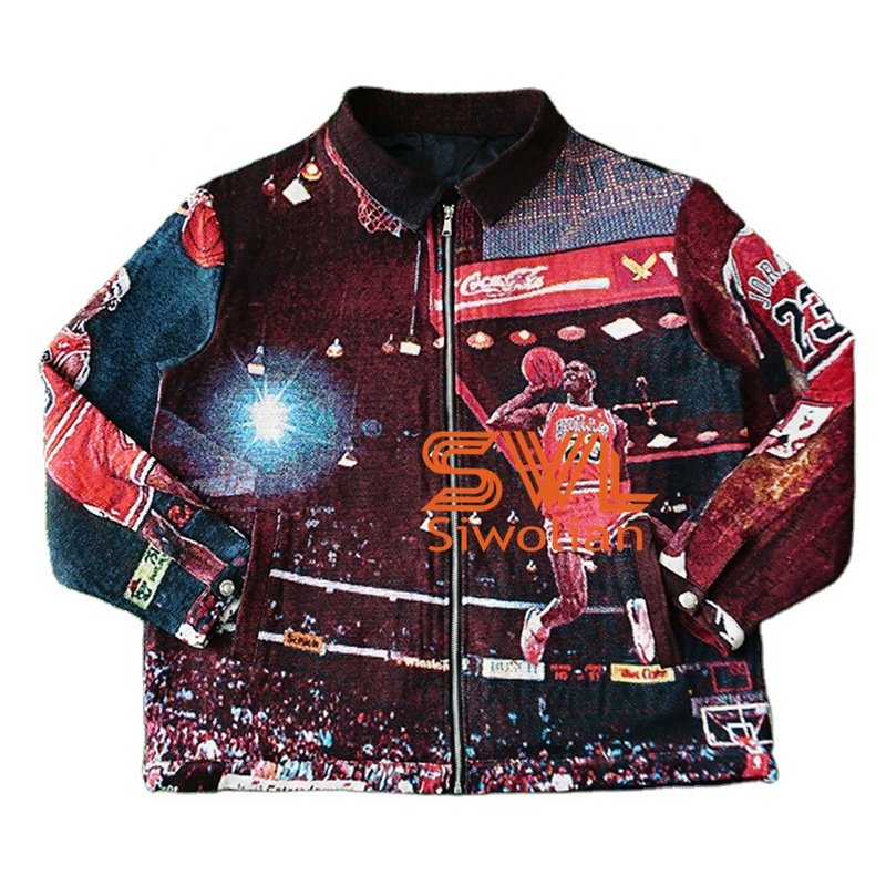 Fast Ship Wholesale Men's Tapestry Jackets Woven Tapestries Jacquard blanket Fabric Cloth Plus Size Wind Coat Jacket