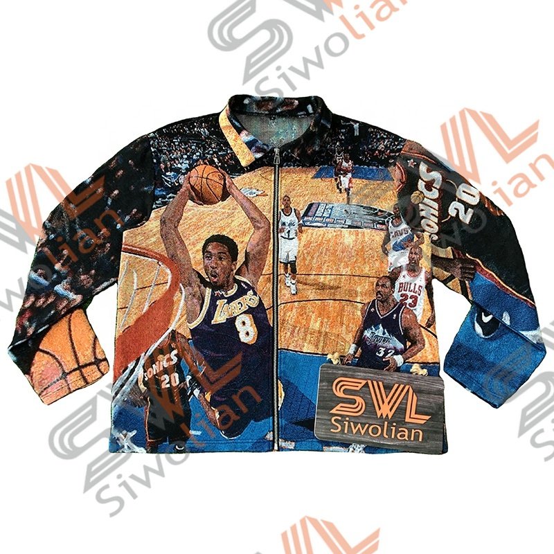 Fast Ship Wholesale Men's Tapestry Jackets Woven Tapestries Jacquard blanket Fabric Cloth Plus Size Wind Coat Jacket