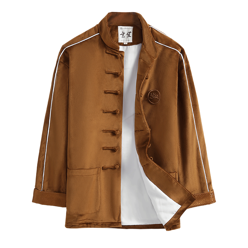 Chinese style Hanfu men's top kung fu solid Buddha martial arts clothing ancient Chinese shirt clothing Tang suit