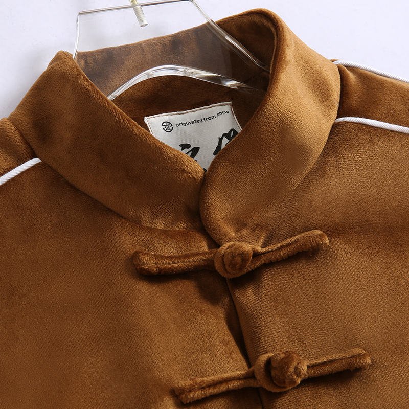 Chinese style Hanfu men's top kung fu solid Buddha martial arts clothing ancient Chinese shirt clothing Tang suit