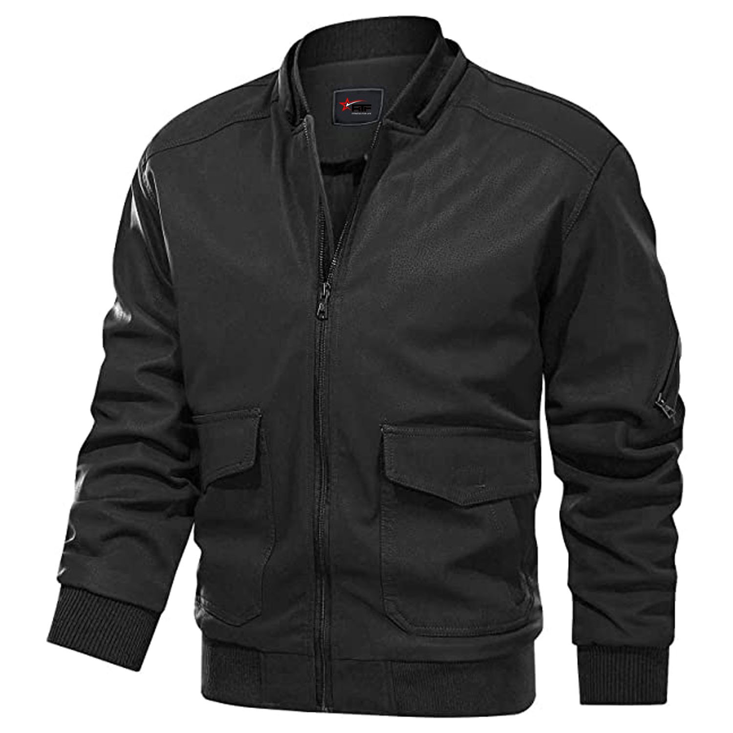 High Quality Custom Logo Men's Vintage Jacket Zipper Canvas Filled Polyester Padding Men Jacket