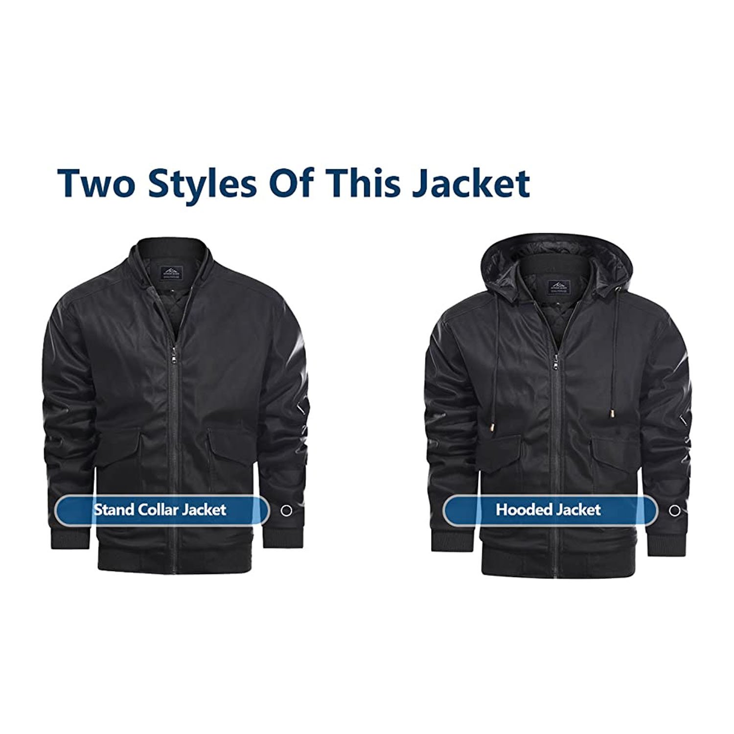 High Quality Custom Logo Men's Vintage Jacket Zipper Canvas Filled Polyester Padding Men Jacket