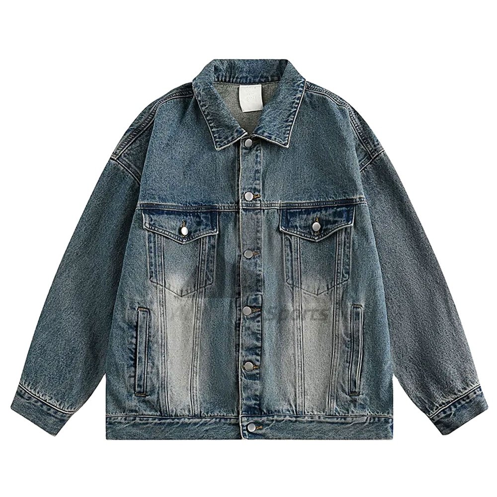 Customized Men Denim Jackets Premium Quality Wholesale Hip Hop Vintage Solid Color Jean Jacket Custom Street wear Denim Jacket