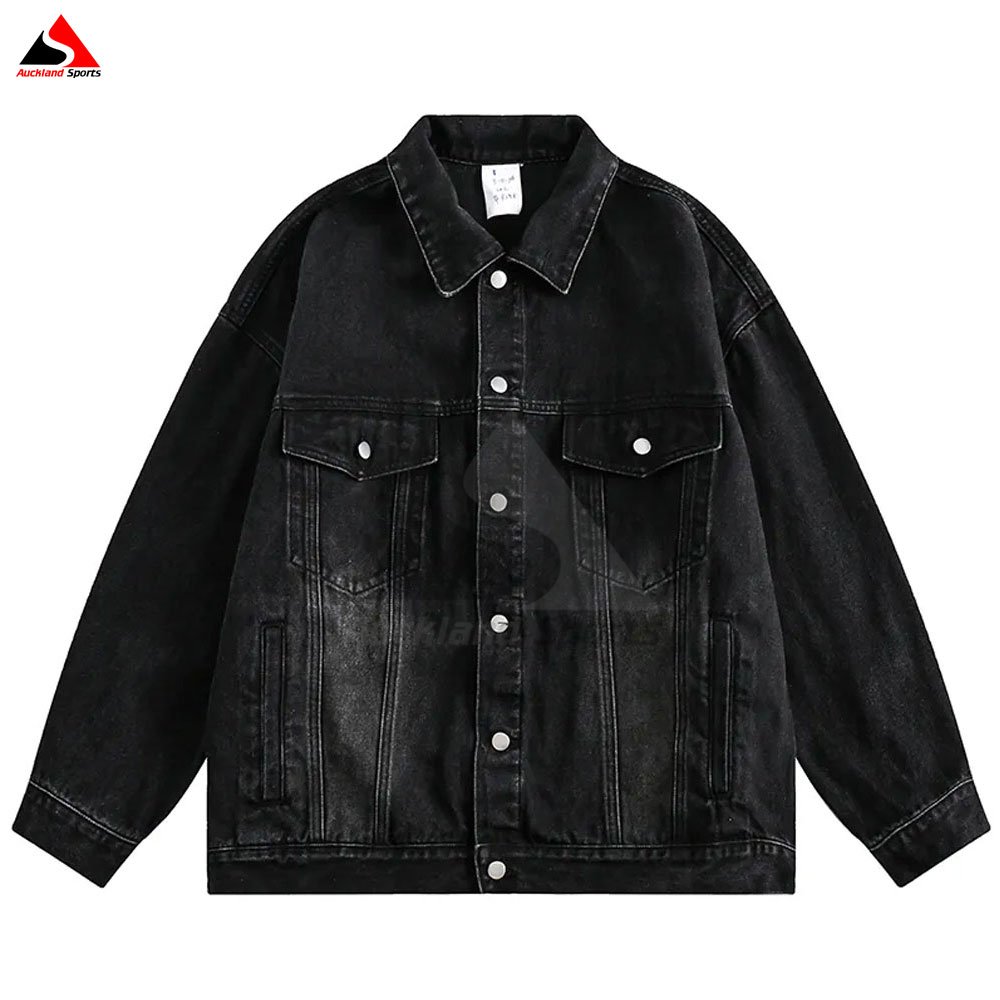 Customized Men Denim Jackets Premium Quality Wholesale Hip Hop Vintage Solid Color Jean Jacket Custom Street wear Denim Jacket