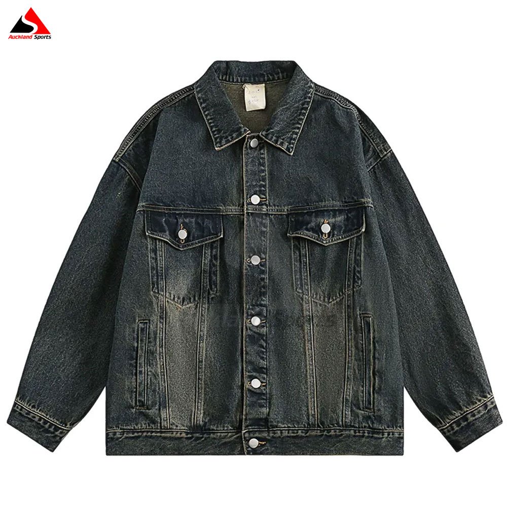 Customized Men Denim Jackets Premium Quality Wholesale Hip Hop Vintage Solid Color Jean Jacket Custom Street wear Denim Jacket