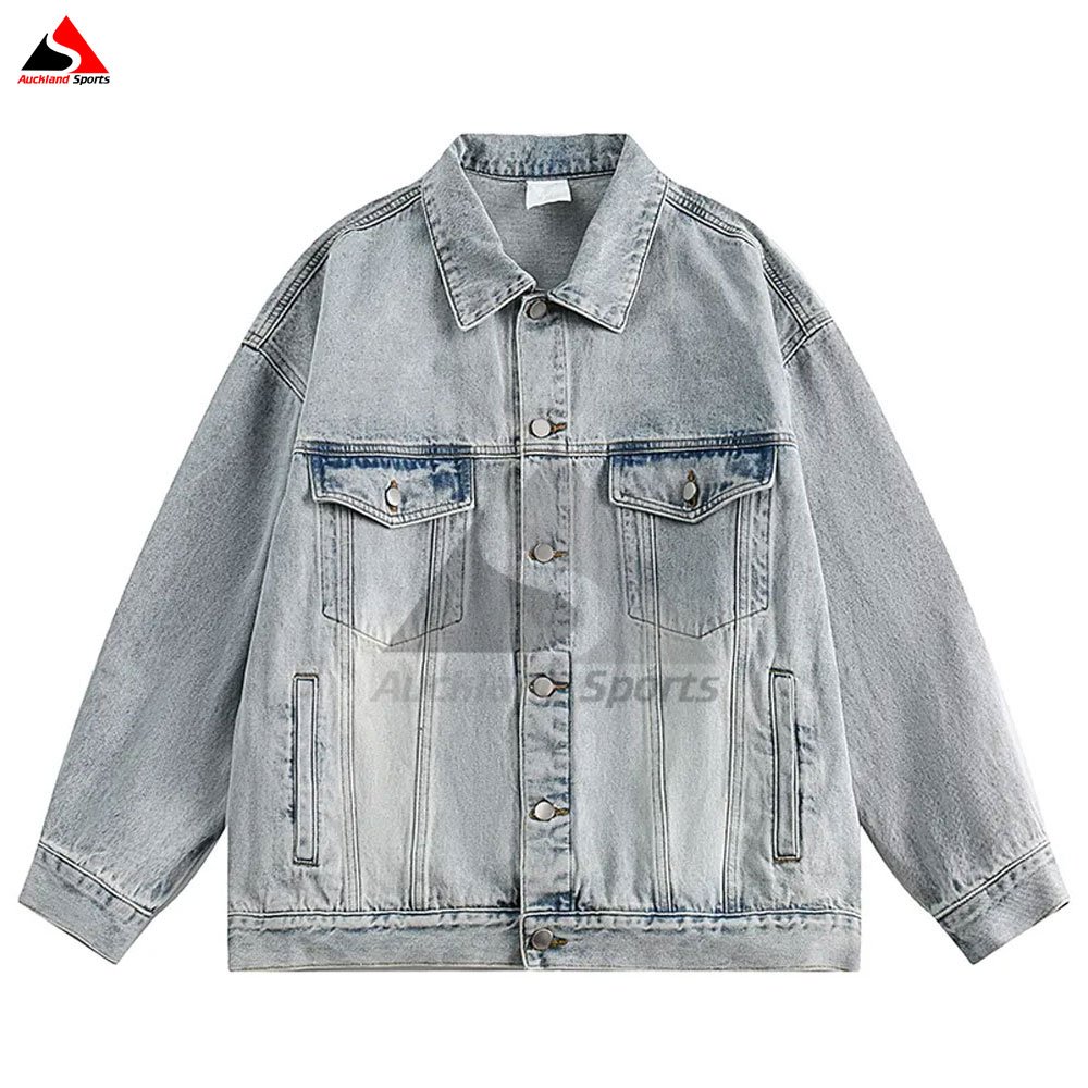 Customized Men Denim Jackets Premium Quality Wholesale Hip Hop Vintage Solid Color Jean Jacket Custom Street wear Denim Jacket