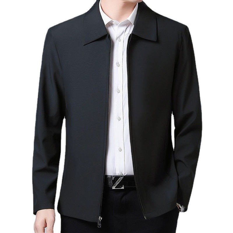 Middle aged and elderly jackets men's spring and autumn style lapel jackets business men's loose fitting casual jackets tops