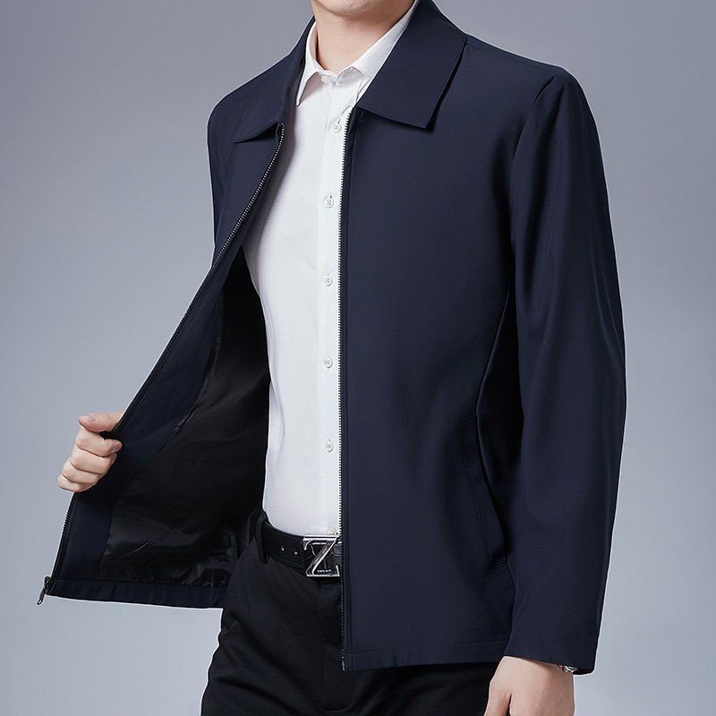 Middle aged and elderly jackets men's spring and autumn style lapel jackets business men's loose fitting casual jackets tops
