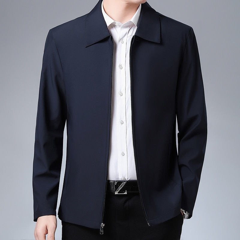 Middle aged and elderly jackets men's spring and autumn style lapel jackets business men's loose fitting casual jackets tops