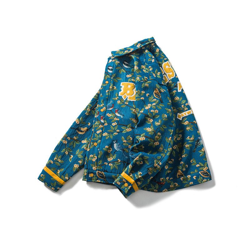 High quality customized new design woven tapestry printed men's jacket Fashion casual puff jacket