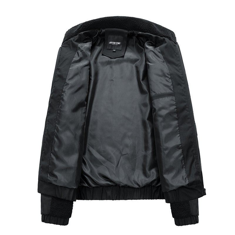 2024 OEM Men's Custom Logo Lamb Fleece Jackets Winter Warm Full Zipper Closure Vintage Outdoor Longsleeve Lightweight Streetwear