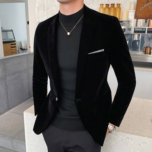 minthsonBurgundy Velvet Blazer Men Fashion Casual Blazer Men Wedding Groom Singer Costume Slim Blazer Formal Evening Dress M-5XL