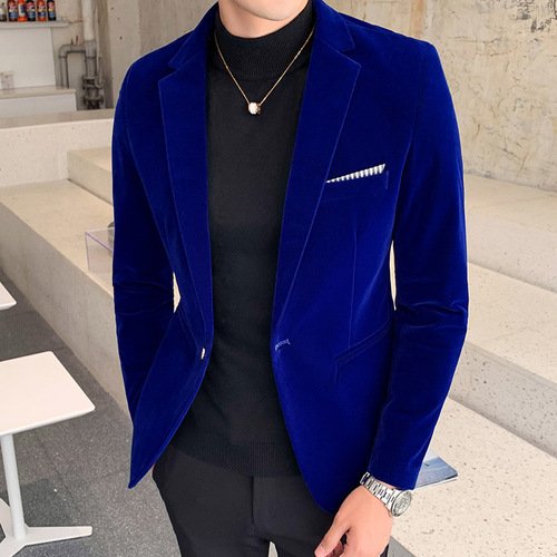 minthsonBurgundy Velvet Blazer Men Fashion Casual Blazer Men Wedding Groom Singer Costume Slim Blazer Formal Evening Dress M-5XL