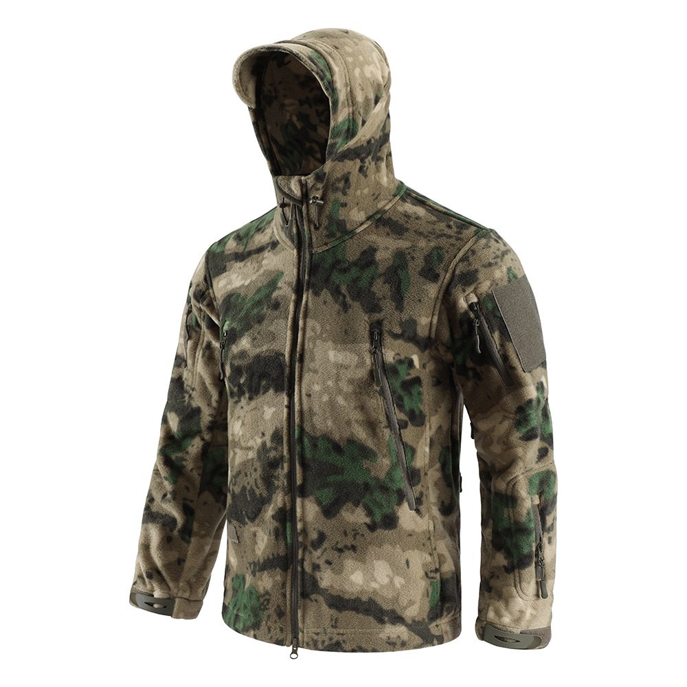 Jinfei Sports Camping Tactical Fleece Jacket Outdoor Hunting Combat Warm Camo Coat