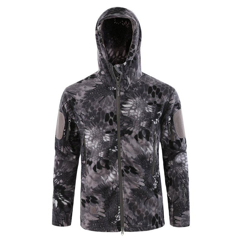 Jinfei Sports Camping Tactical Fleece Jacket Outdoor Hunting Combat Warm Camo Coat