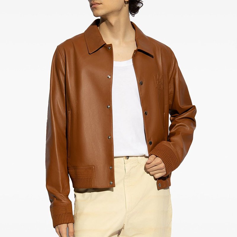 NAFA 2024 OEM High Quality Men's Genuine Leather Bomber Jacket Spring Autumn