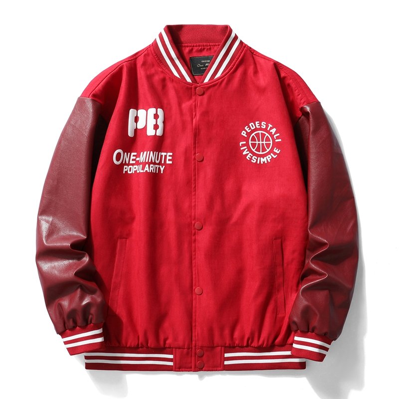 Wholesale Men's Fashion Trend Puffer Print Baseball Jacket Casual Varsity Baseball College Bomber Jacket For Men