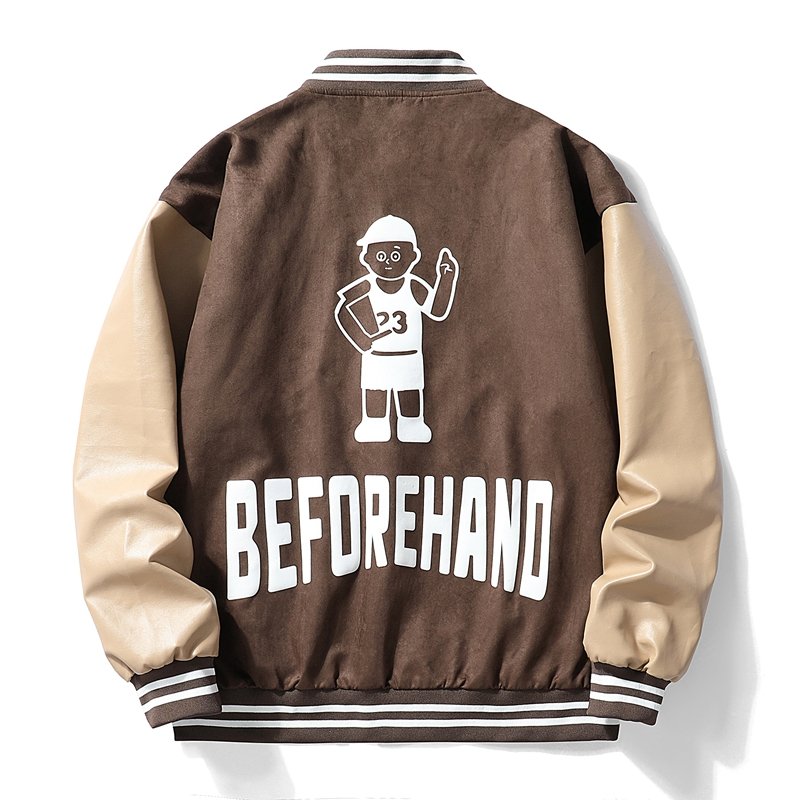 Wholesale Men's Fashion Trend Puffer Print Baseball Jacket Casual Varsity Baseball College Bomber Jacket For Men