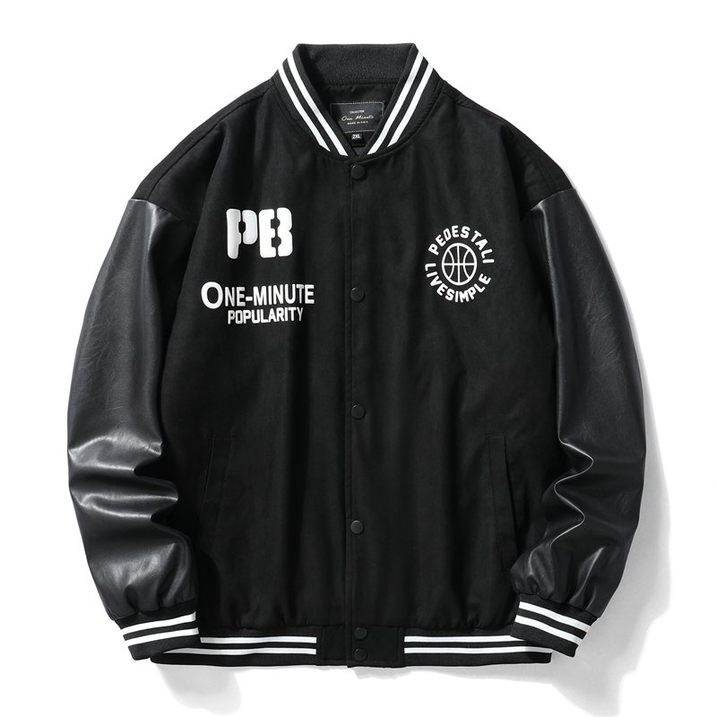 Wholesale Men's Fashion Trend Puffer Print Baseball Jacket Casual Varsity Baseball College Bomber Jacket For Men