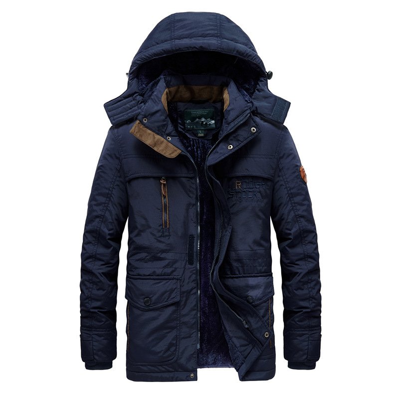 New Men's Style Winter medium length hooded jacket Large size thickening Outdoor winter coat men's coats