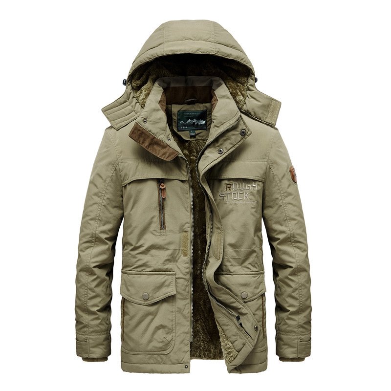 New Men's Style Winter medium length hooded jacket Large size thickening Outdoor winter coat men's coats