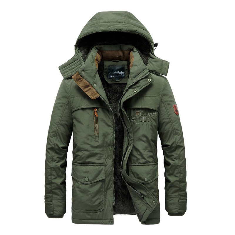 New Men's Style Winter medium length hooded jacket Large size thickening Outdoor winter coat men's coats