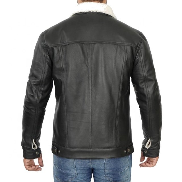Custom Leather Fashion Shearling Jacket for Men/Direct Factory Fashion Leather Jacket for Men