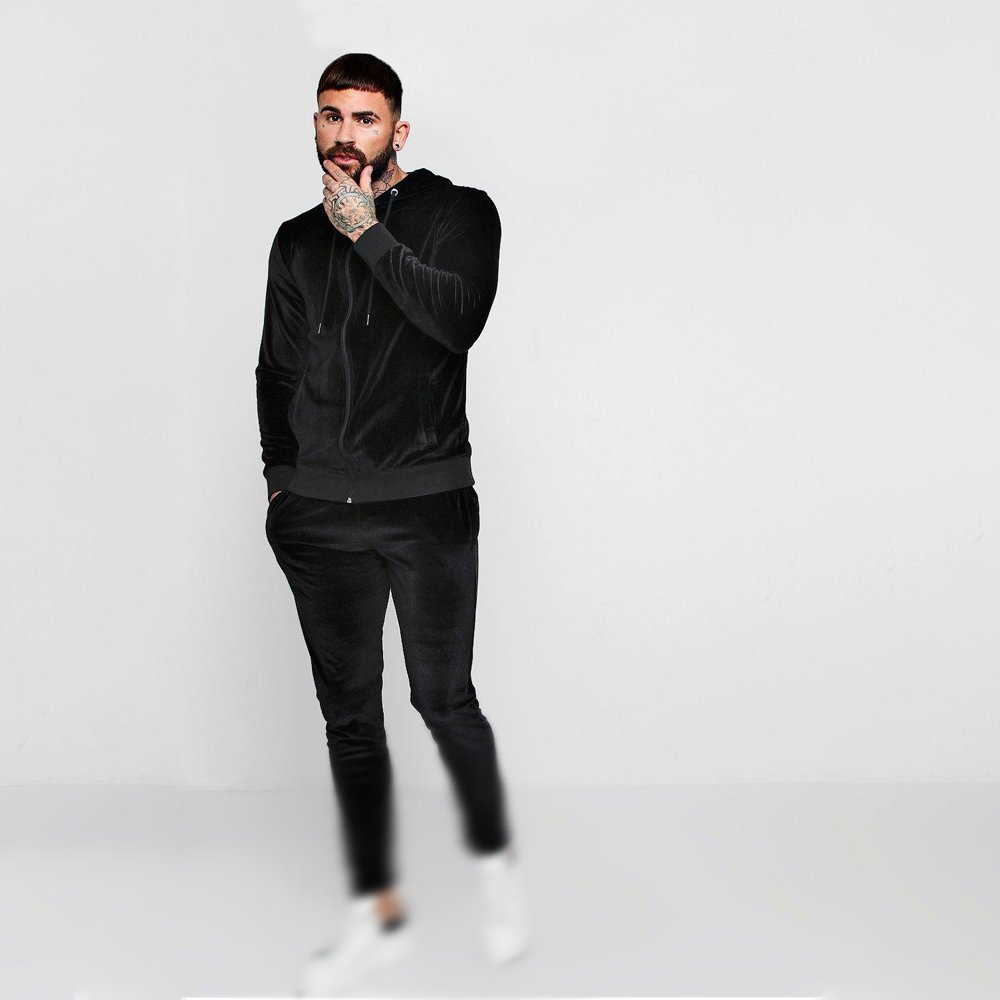 2024 Fall man clothing new boys jacket velvet vintage two piece set velour tracksuits whole sale 2022