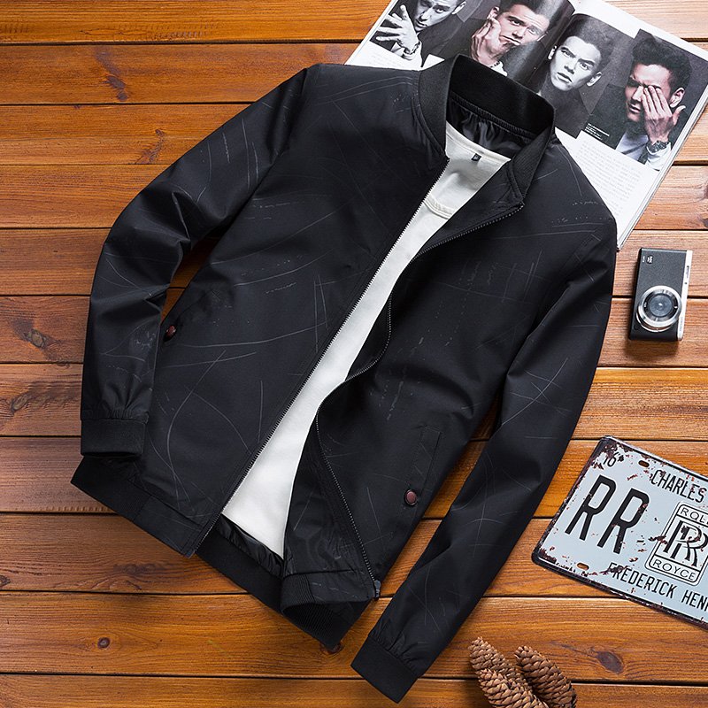 Men's Jacket Spring And Autumn Slim Fit Solid Color Jacket Men's Teenager Plus Size Jacket Men's Coats