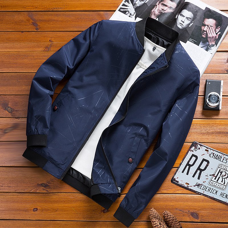 Men's Jacket Spring And Autumn Slim Fit Solid Color Jacket Men's Teenager Plus Size Jacket Men's Coats