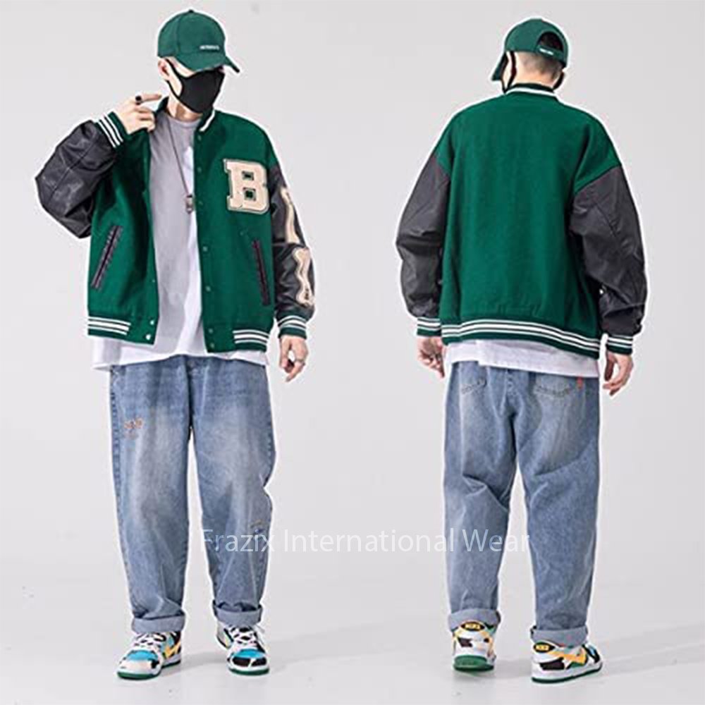 Men Clothing Factory Custom Team letterman Chenille Embroidered jackets custom light blue embroidery latterman baseball varsi