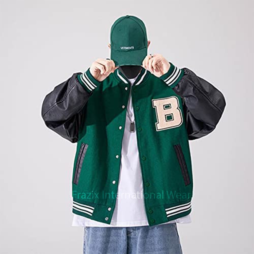 Men Clothing Factory Custom Team letterman Chenille Embroidered jackets custom light blue embroidery latterman baseball varsi