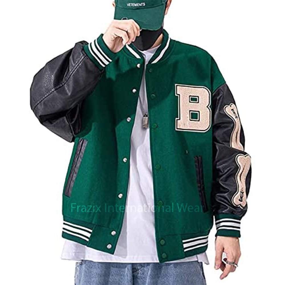 Men Clothing Factory Custom Team letterman Chenille Embroidered jackets custom light blue embroidery latterman baseball varsi