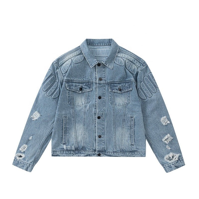 Custom plus size men's jean jacket for men 2024 streetwear denim bomber jacket
