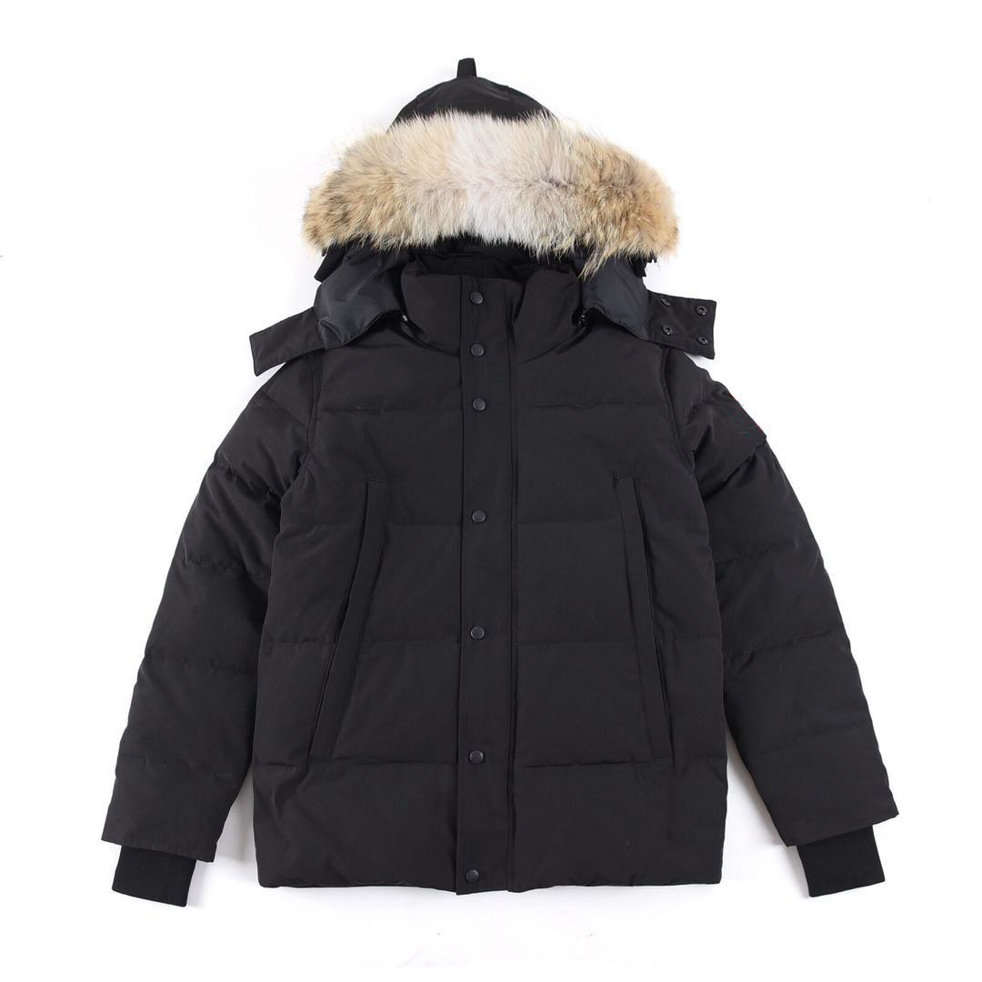 Men's High Quality Winter Coat Canada Wyndham Coyote Fur Trim Hooded Down Jacket Male Quilted Puffer Jacket
