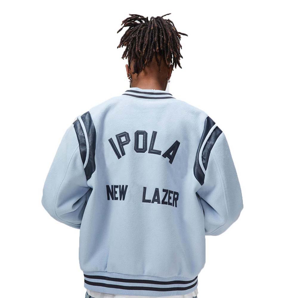 Custom rib collar jacket for men leather pocket button up varsity jacket fashion men's jackets