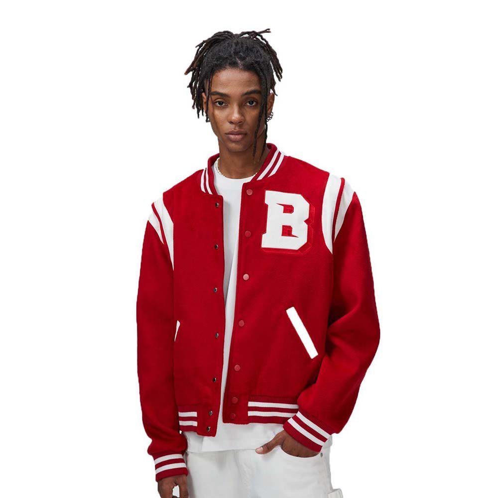 Custom rib collar jacket for men leather pocket button up varsity jacket fashion men's jackets