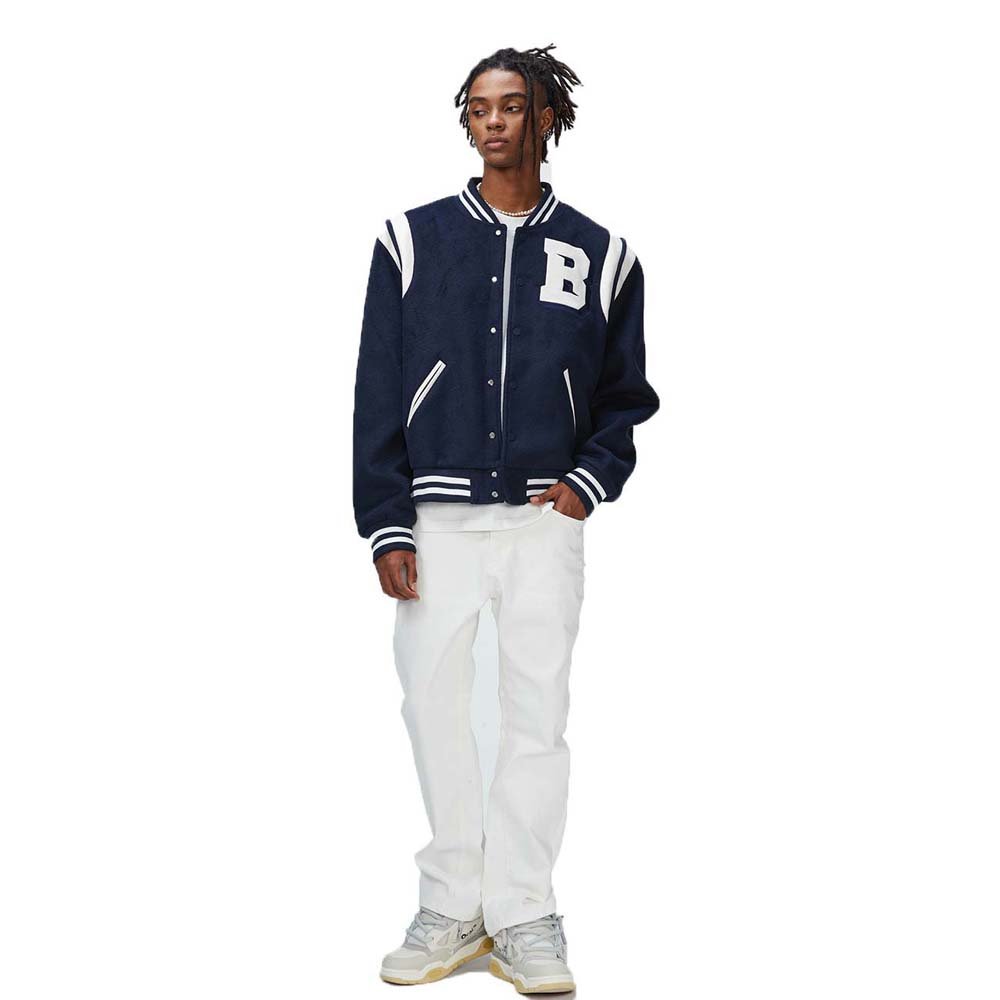Custom rib collar jacket for men leather pocket button up varsity jacket fashion men's jackets