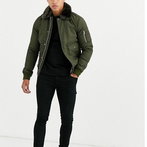 Men's Quality Warm Bomber Jackets Flight Jacket With Fur Collar Wholesale
