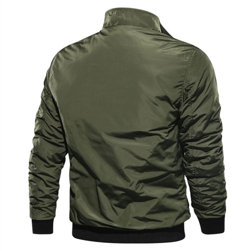 Men's Casual Slim Fit Bomber Jackets with Solid Zipper Warm Winter Coat Cotton Padding Featuring Stand Collar for Spring Autumn