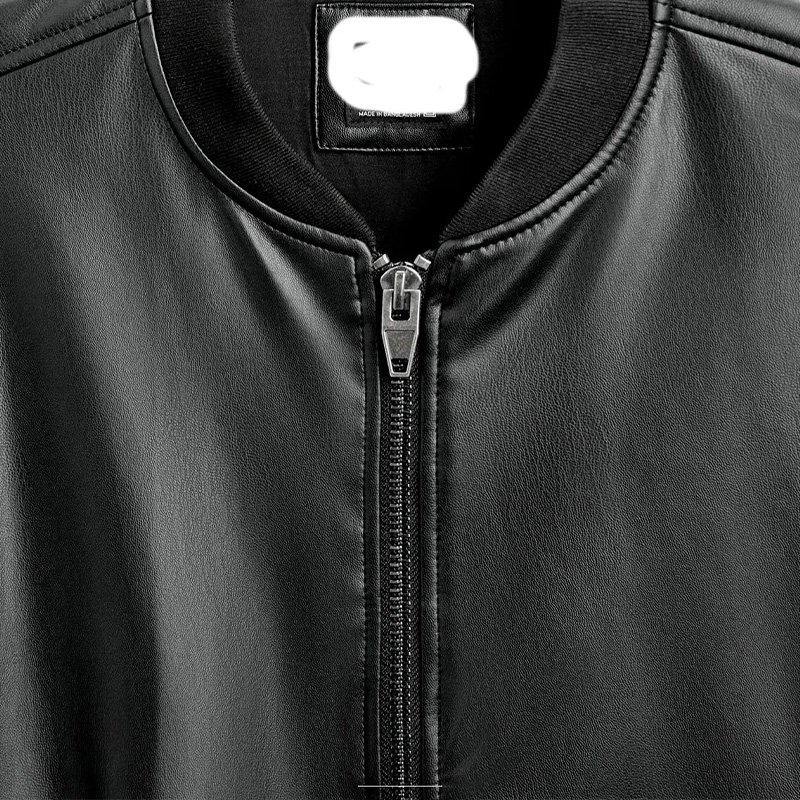 ZATRHMBM men's autumn and winter casual jacket 2024 new fashion imitation leather jacket retro round neck long sleeve trendy top