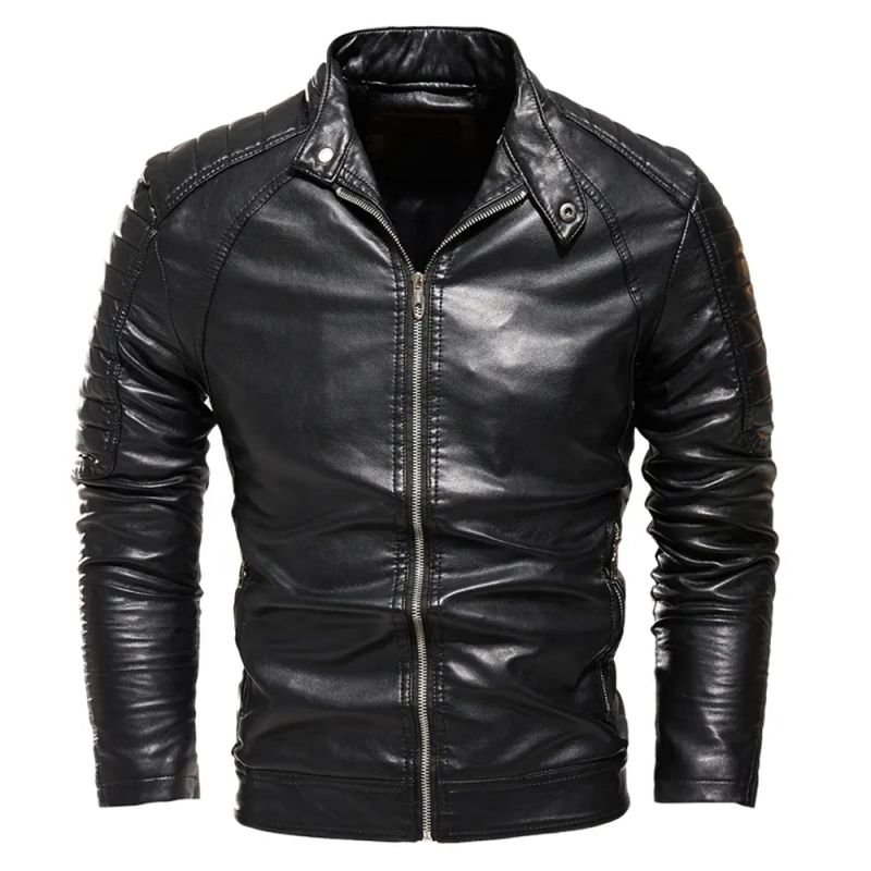 Sportswear Men's Clothing Jackets High Street Style Winter Zipper Leather Long Sleeve Solid Color Wholesale Price Man Jackets