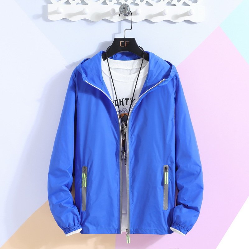 2024 Plus size light breathable skin sun protect men's jackets Hoodie Zip Up Windbreaker Running Fishing Cycling Jacket