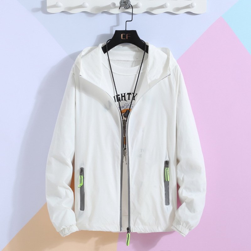 2024 Plus size light breathable skin sun protect men's jackets Hoodie Zip Up Windbreaker Running Fishing Cycling Jacket