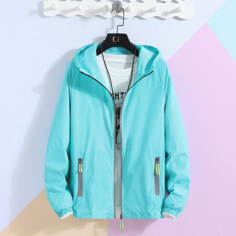 2024 Plus size light breathable skin sun protect men's jackets Hoodie Zip Up Windbreaker Running Fishing Cycling Jacket
