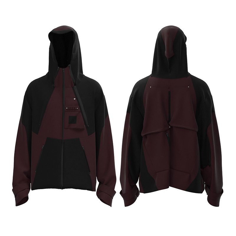 New Multi Pocket Deconstruction Function Color Blocked Zipper Highstreet Trendy Brand Loose Hooded Assault Men's Outdoor Jacket
